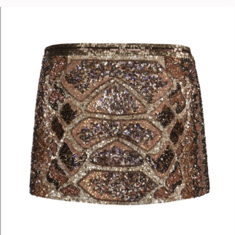 All Saints Python Pattern Sequin Mini Skirt